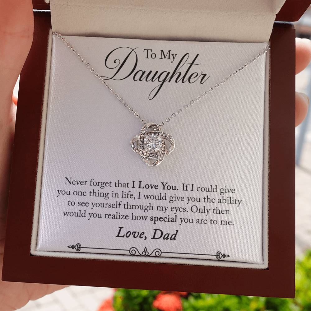 Daughter - Never Forget - Love Knot Necklace