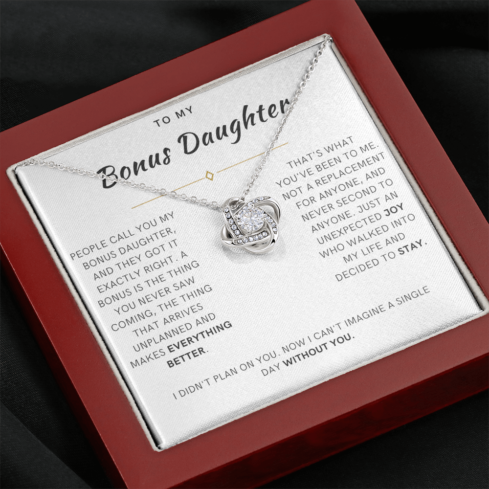 Bonus Daughter Love Knot Necklace, The Bonus Message Card