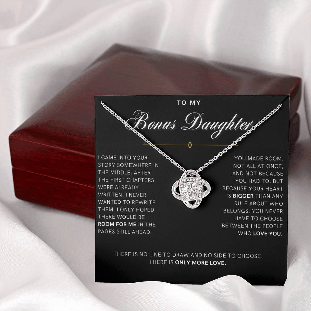 Bonus Daughter Love Knot Necklace with Message Card