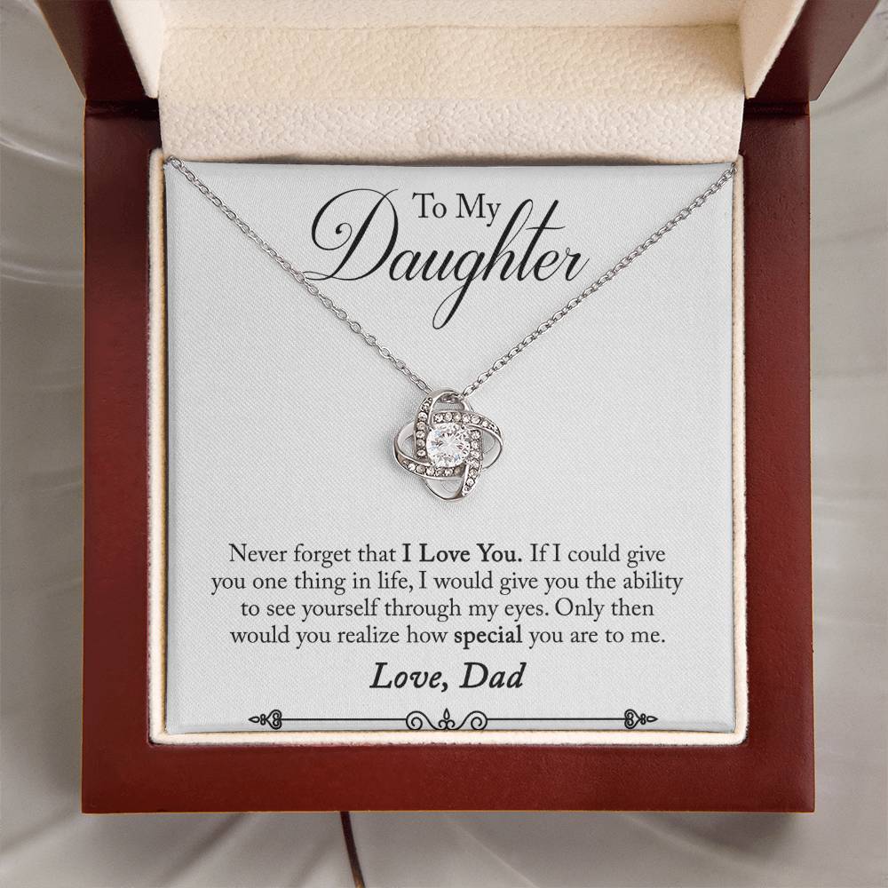 Daughter - Never Forget - Love Knot Necklace