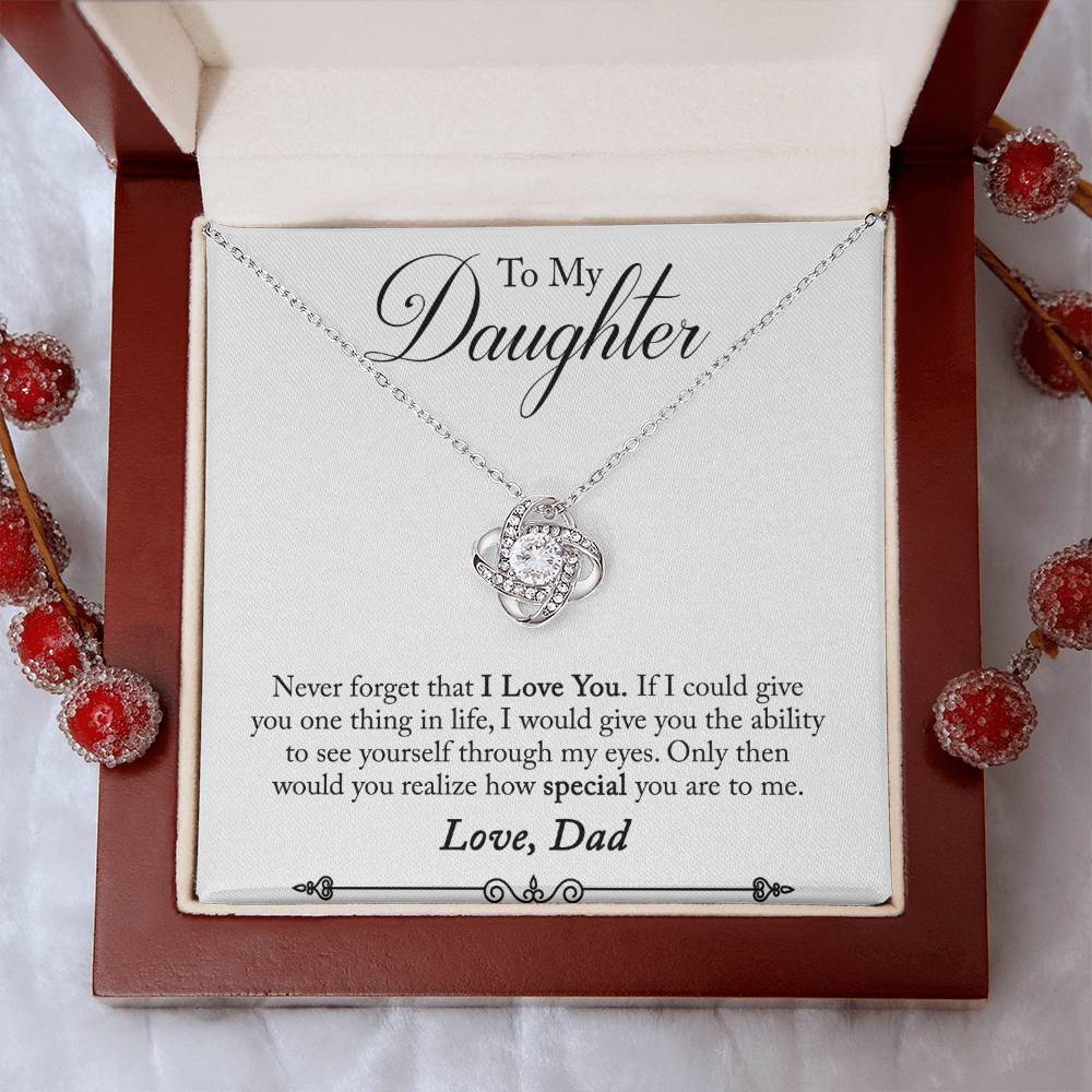 Daughter - Never Forget - Love Knot Necklace