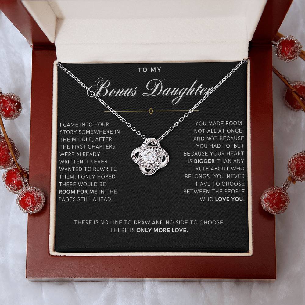 Bonus Daughter Love Knot Necklace with Message Card