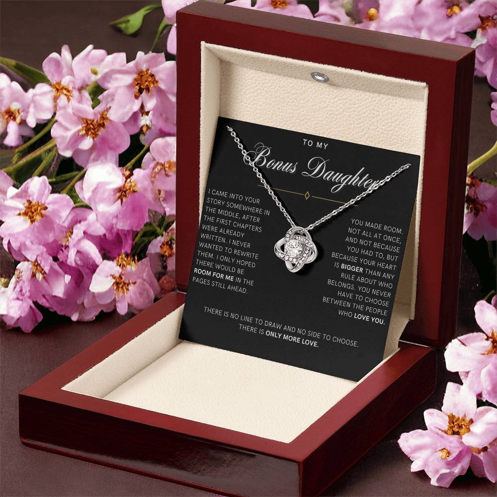 Bonus Daughter Love Knot Necklace with Message Card