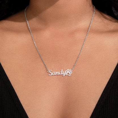 Product photo of Personalized Paw Print Name Necklace