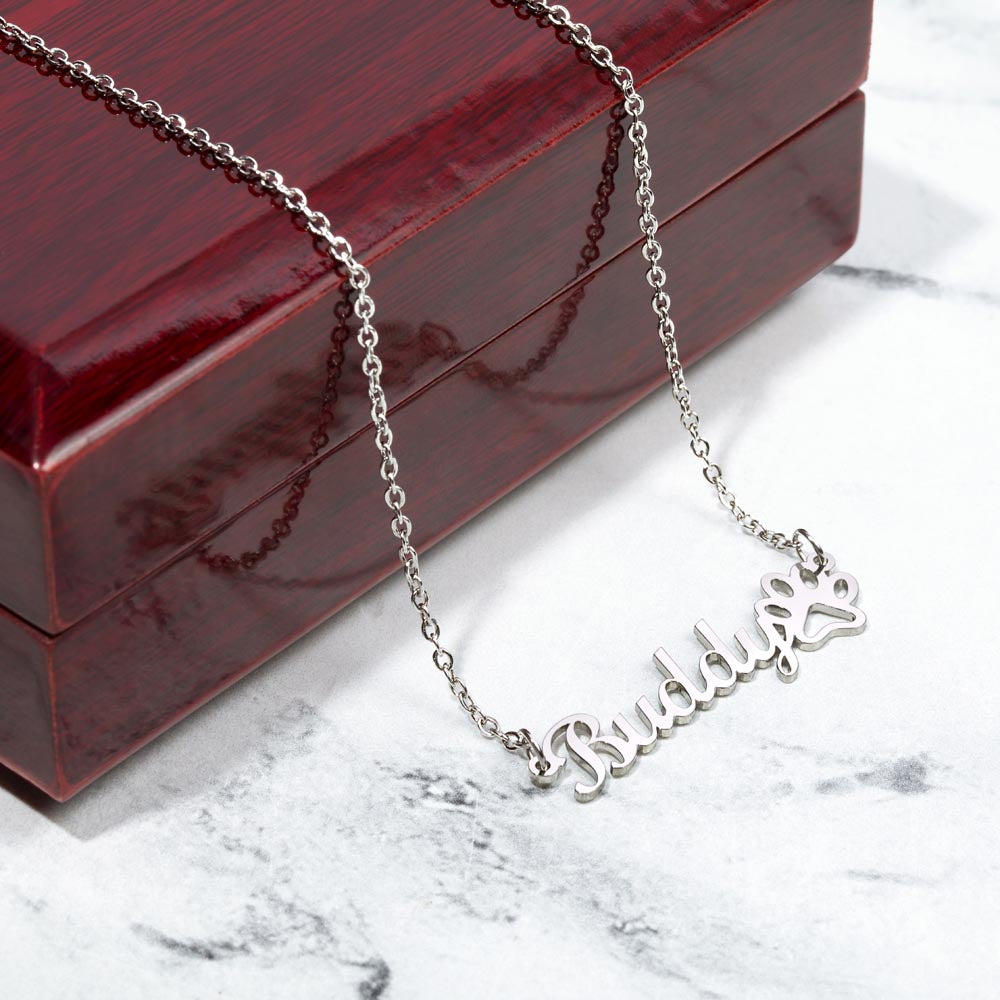 Product photo of Personalized Paw Print Name Necklace