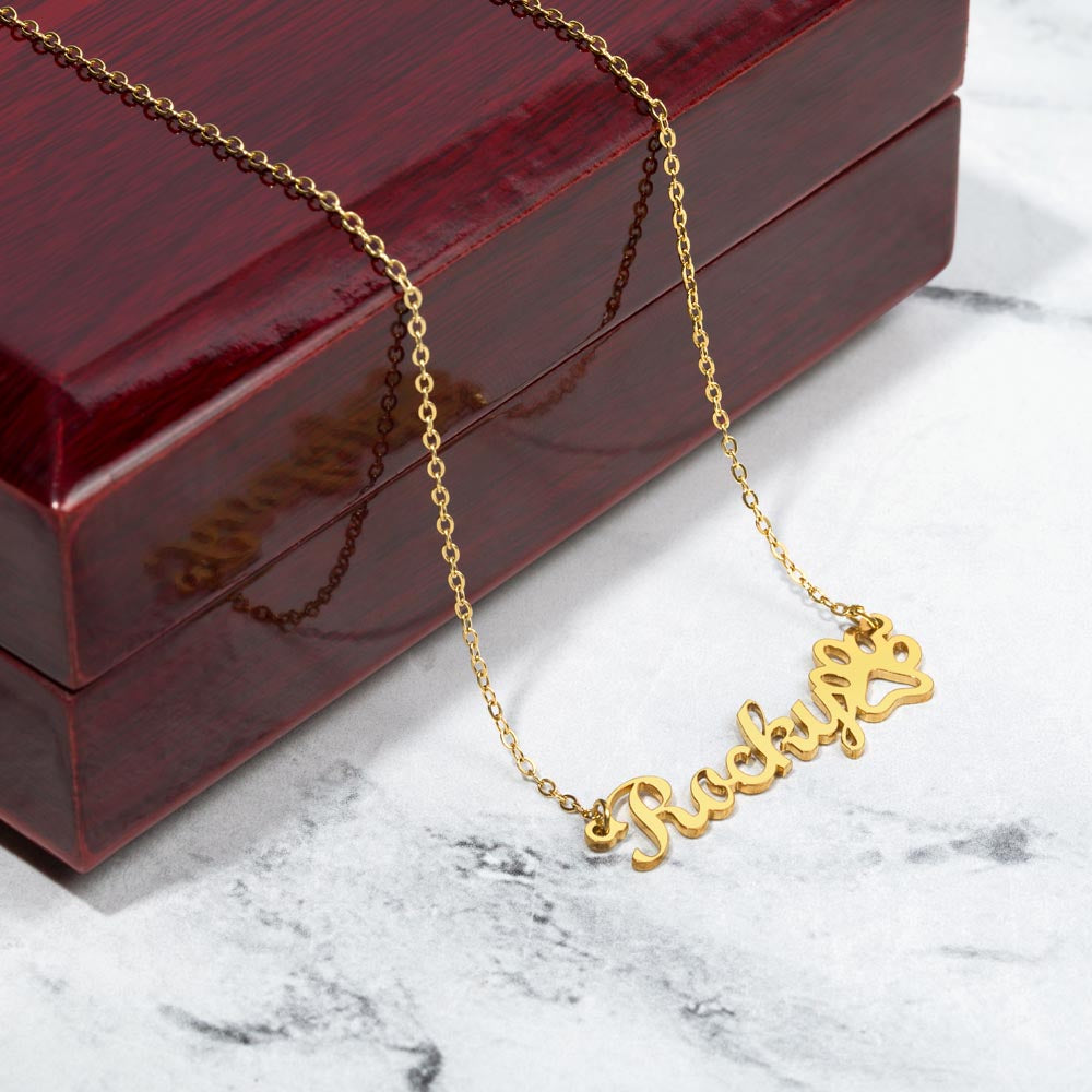 Product photo of Personalized Paw Print Name Necklace