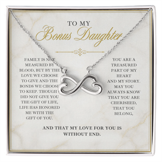 Endless Love Necklace for Bonus Daughter - Marble & Gold Wedding Card