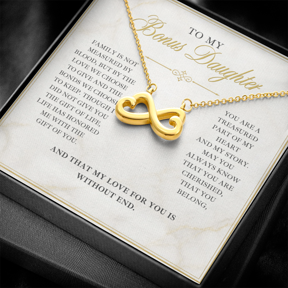 Endless Love Necklace for Bonus Daughter - Marble & Gold Wedding Card