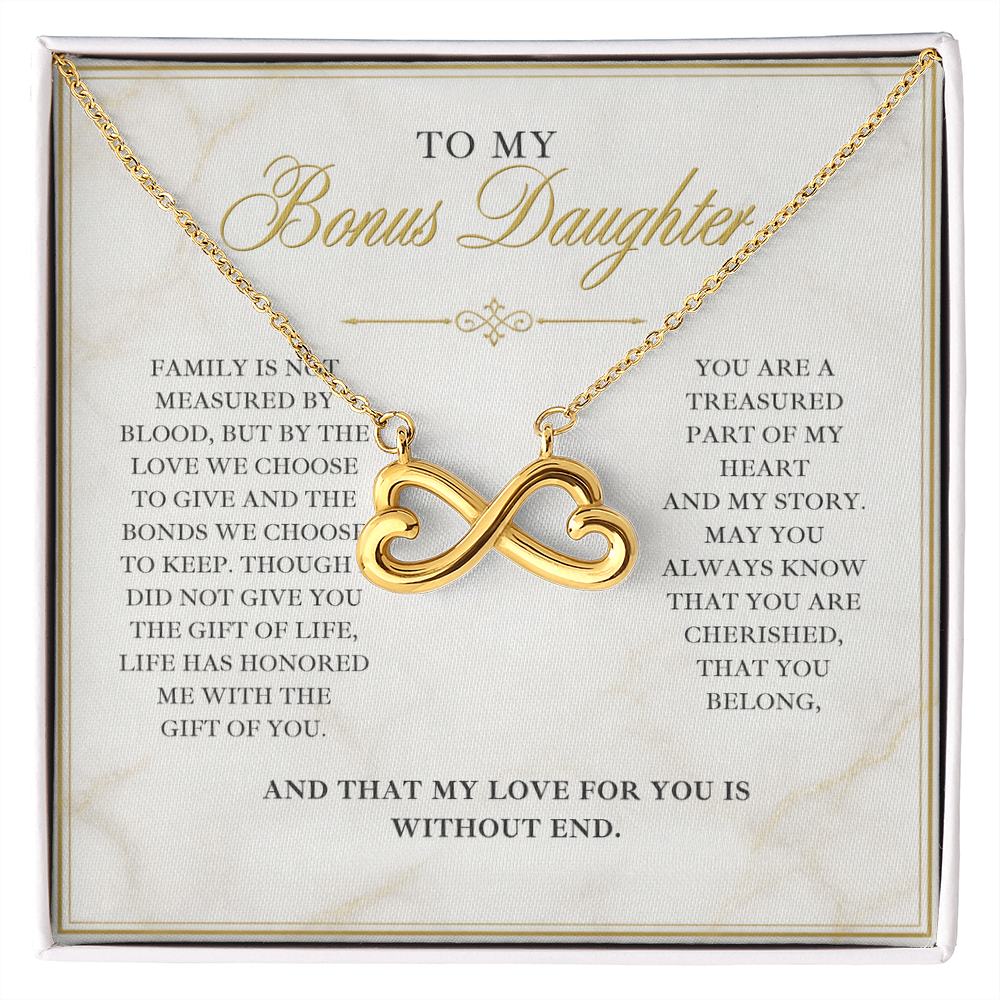 Endless Love Necklace for Bonus Daughter - Marble & Gold Wedding Card