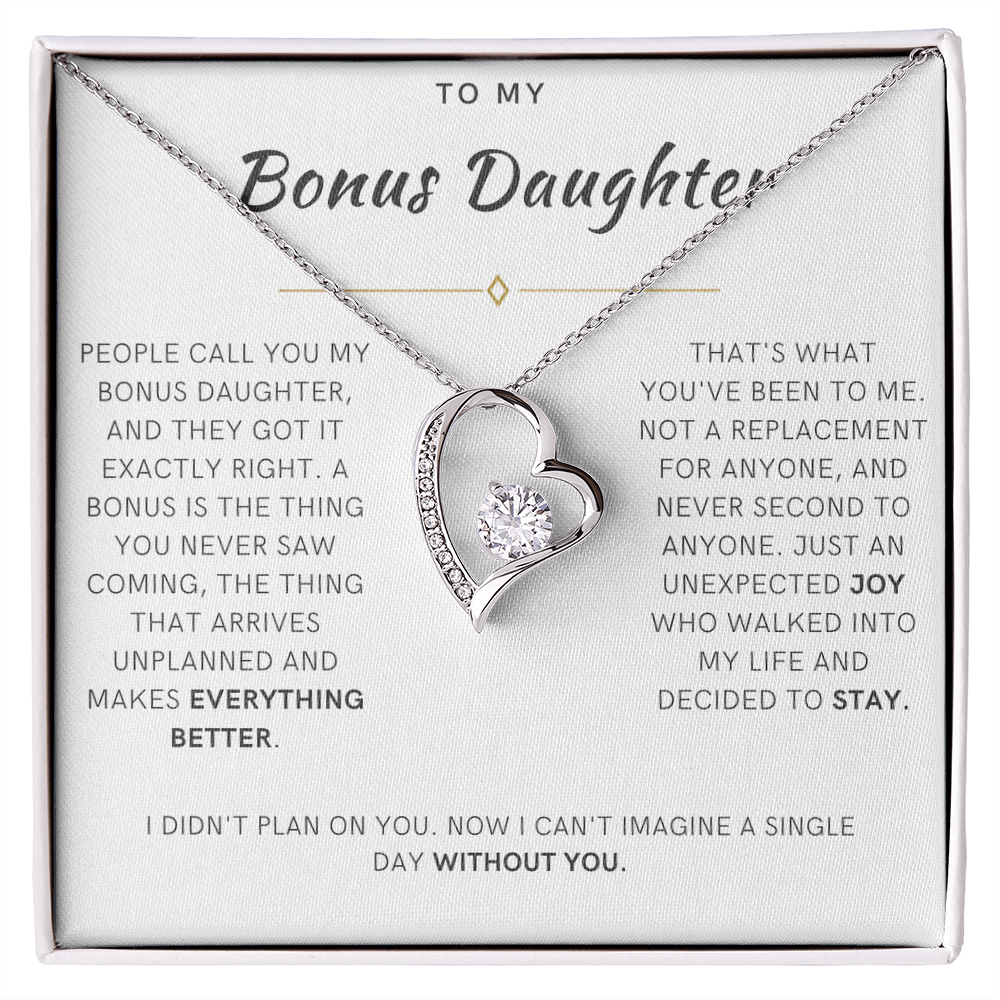 Bonus Daughter Forever Love Heart Necklace, The Bonus Message Card