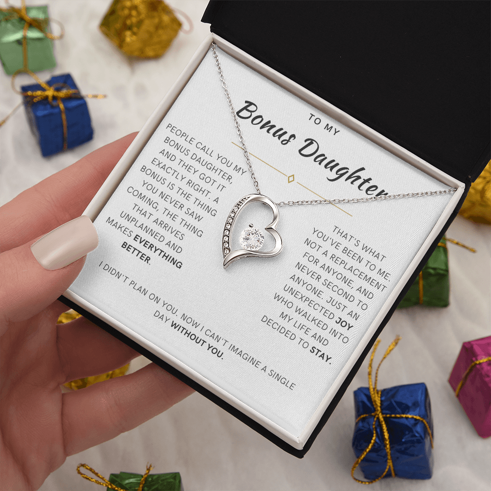 Bonus Daughter Forever Love Heart Necklace, The Bonus Message Card