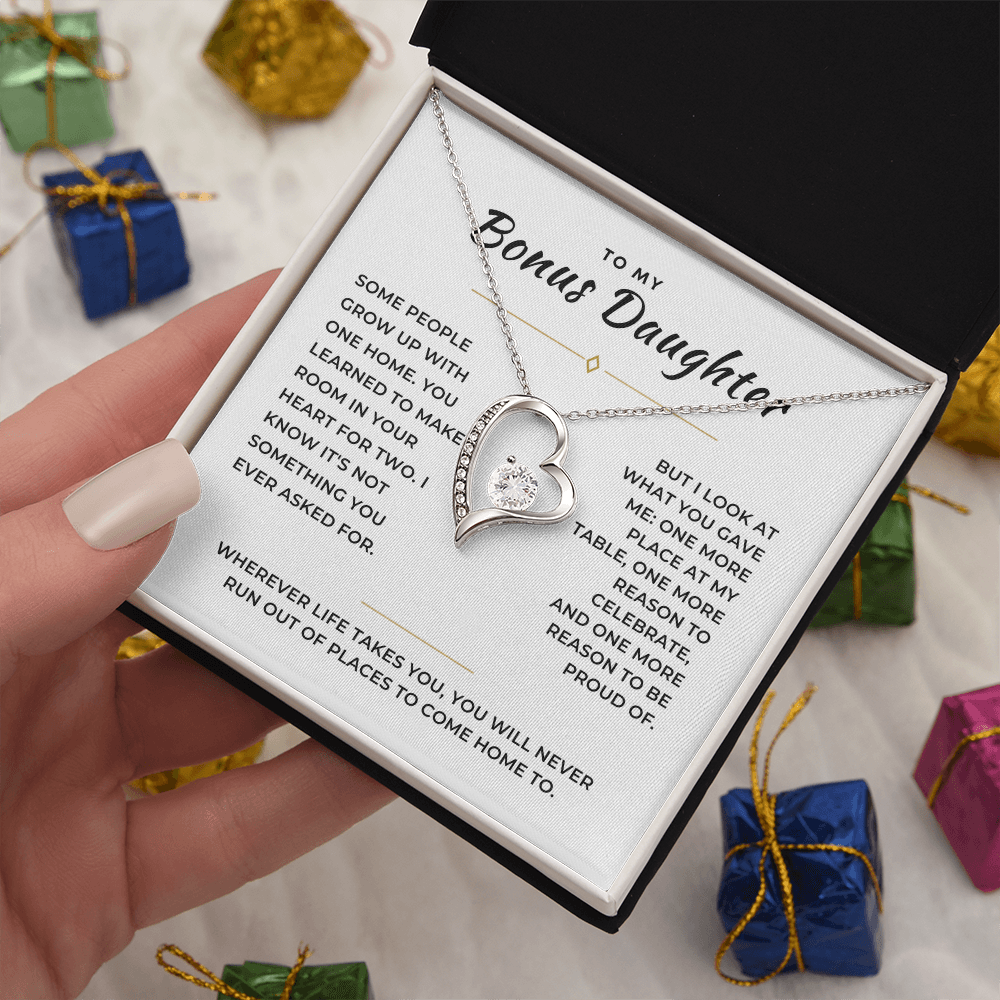 Bonus Daughter Forever Love Necklace with Message Card