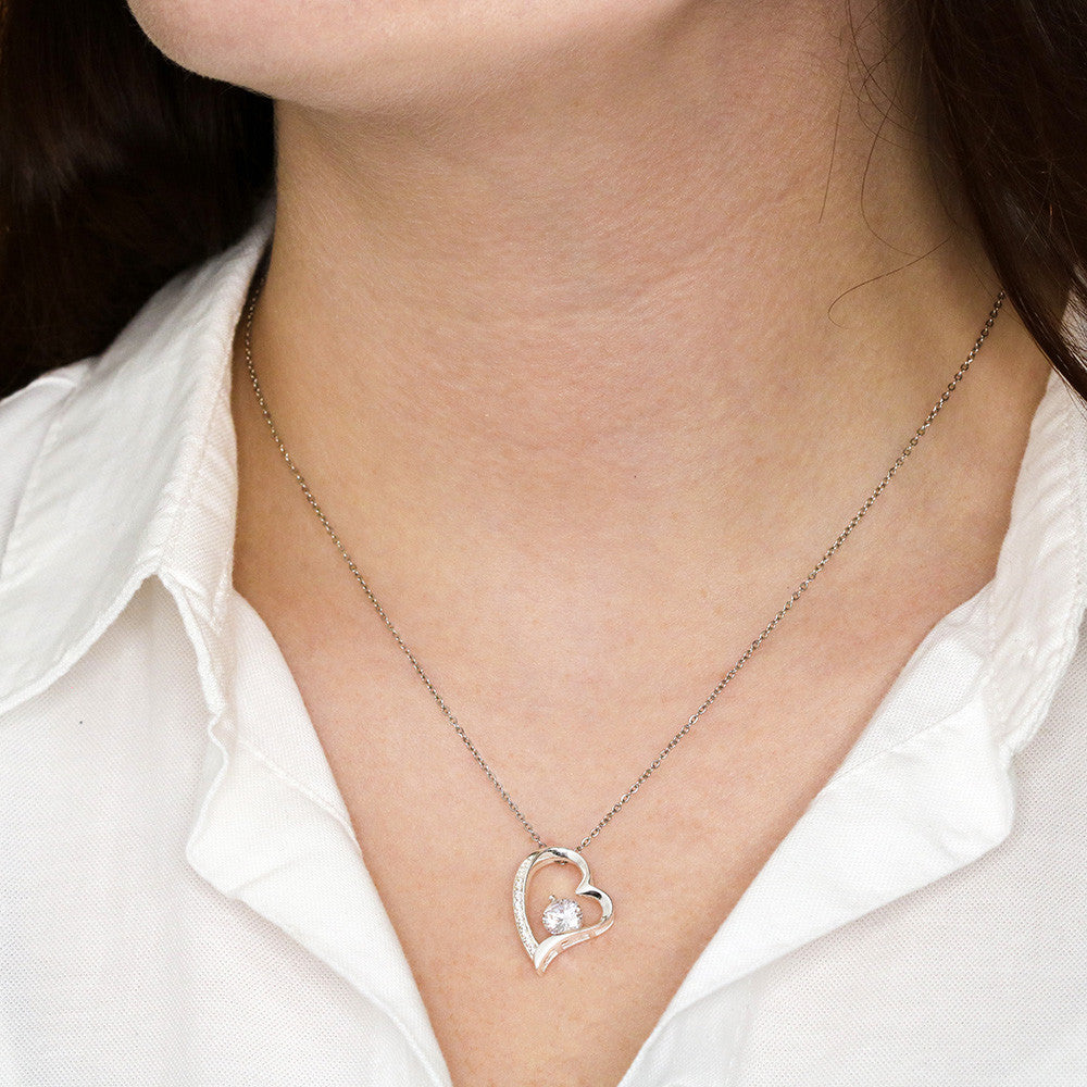 Forever Love Necklace for Bonus Daughter - White & Black Message Card