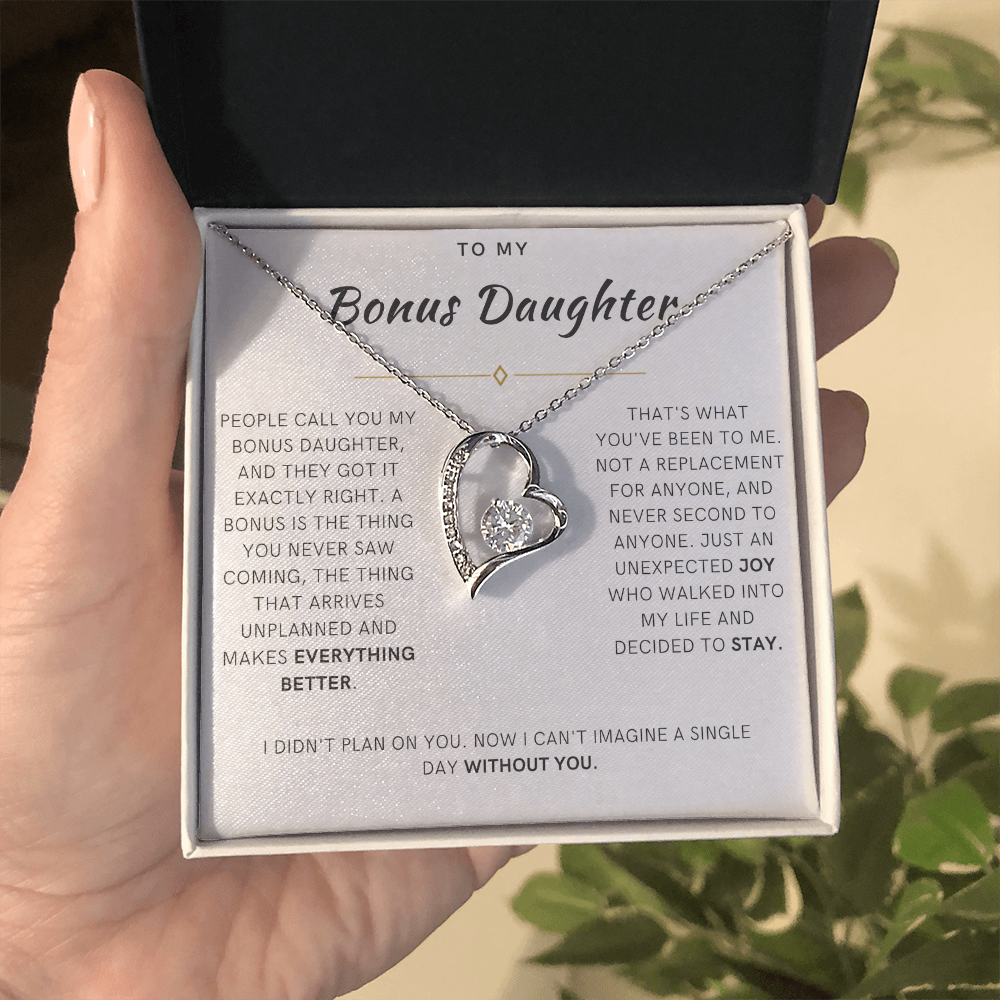 Bonus Daughter Forever Love Heart Necklace, The Bonus Message Card