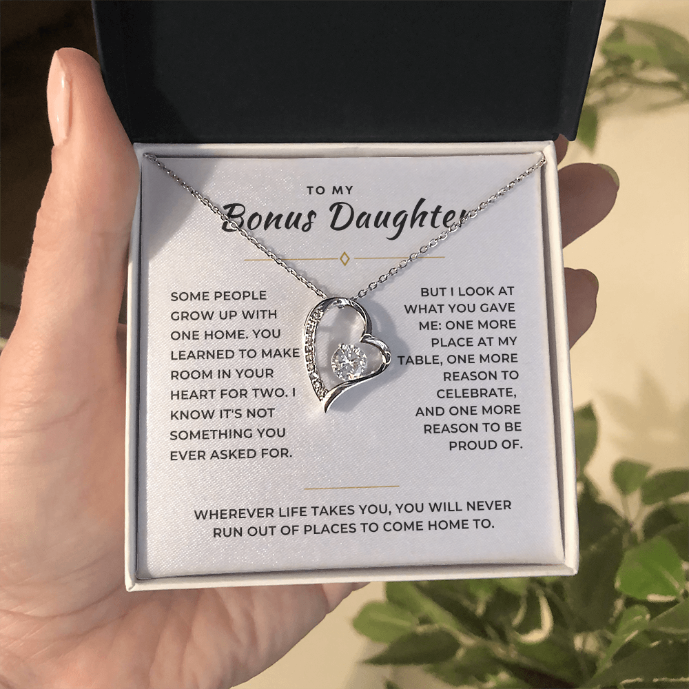 Bonus Daughter Forever Love Necklace with Message Card