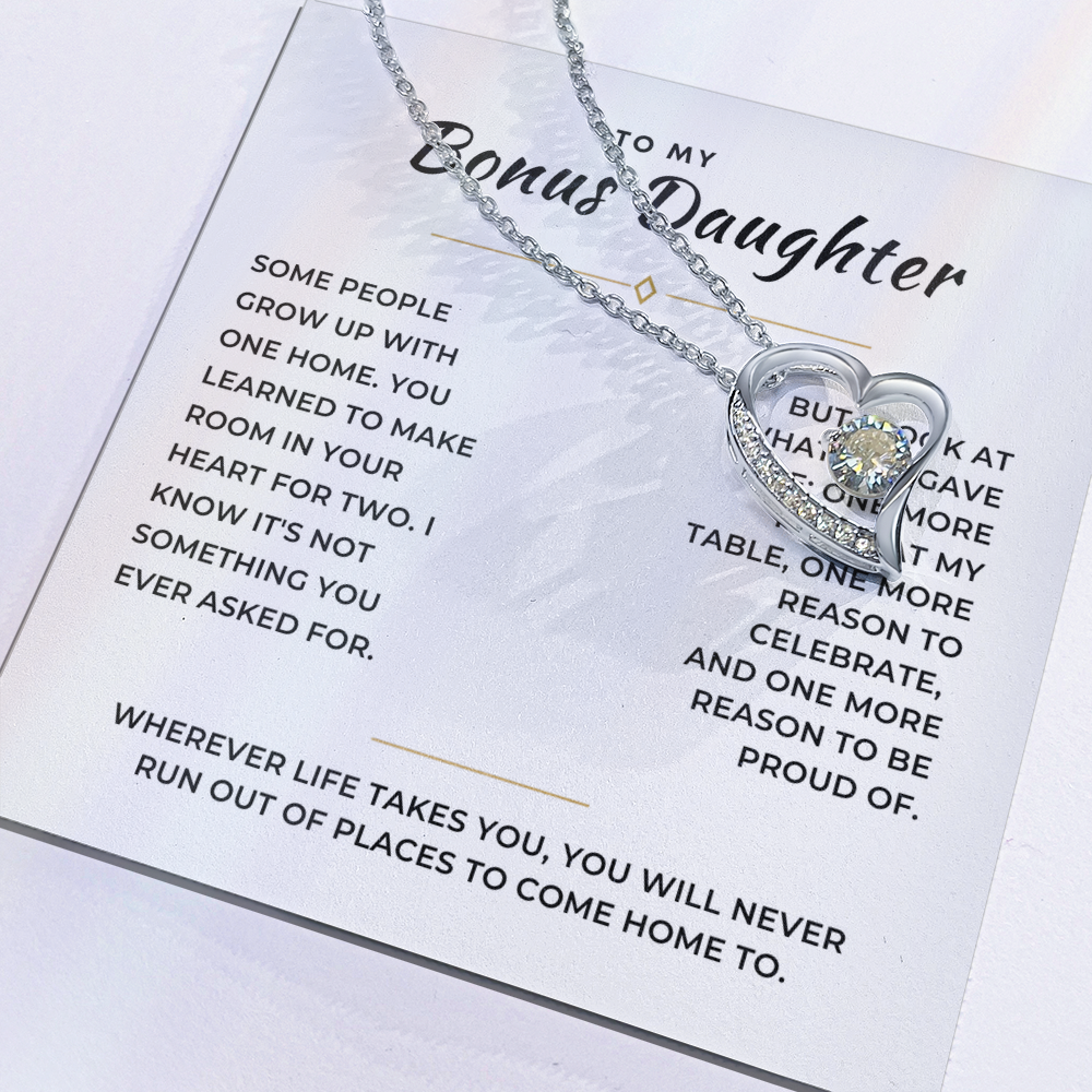 Bonus Daughter Forever Love Necklace with Message Card