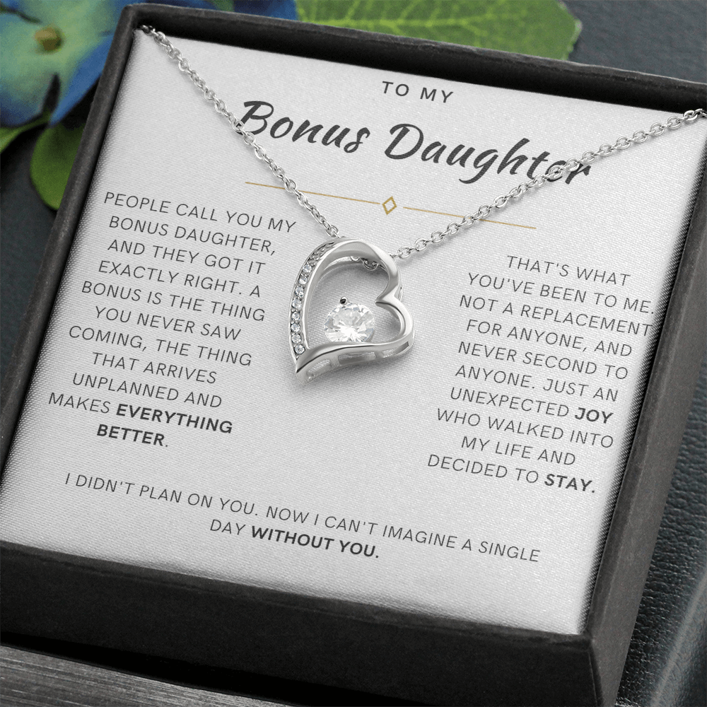Bonus Daughter Forever Love Heart Necklace, The Bonus Message Card
