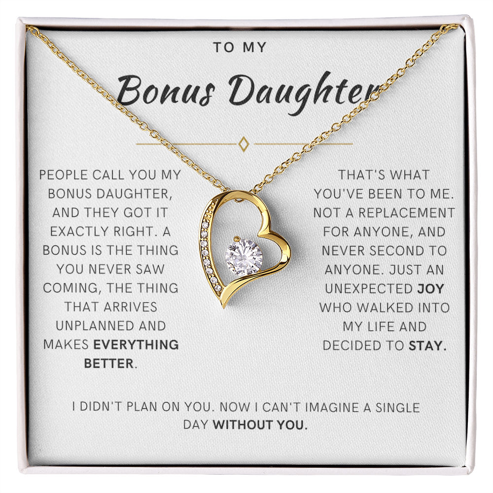 Bonus Daughter Forever Love Heart Necklace, The Bonus Message Card
