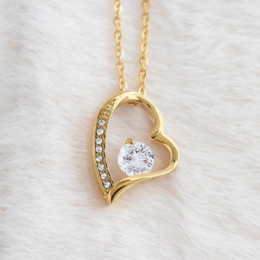 Bonus Daughter Forever Love Heart Necklace, Not Going Anywhere Message Card