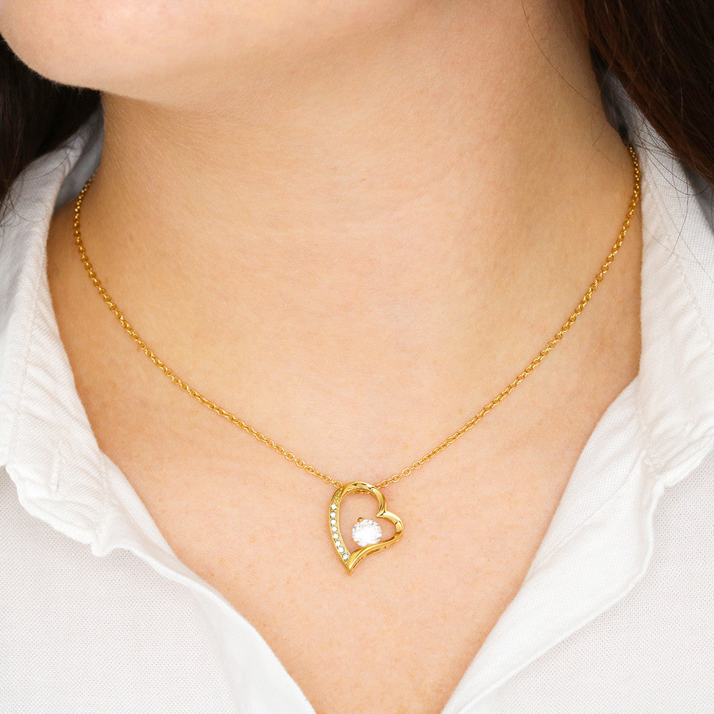 Forever Love Necklace for Bonus Daughter - Black & Champagne Keepsake Card