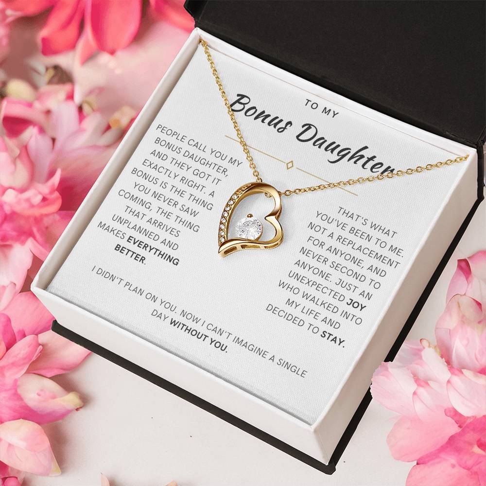 Bonus Daughter Forever Love Heart Necklace, The Bonus Message Card