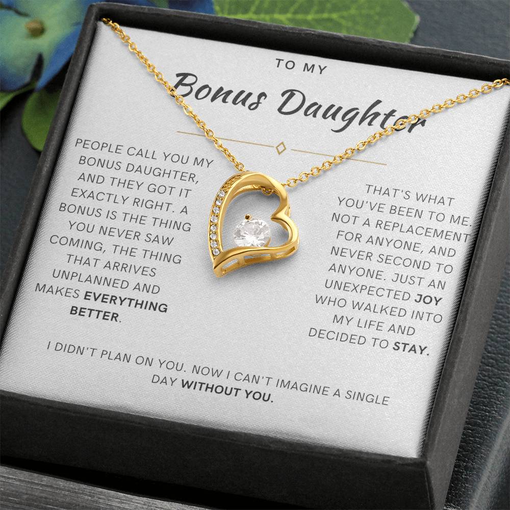 Bonus Daughter Forever Love Heart Necklace, The Bonus Message Card