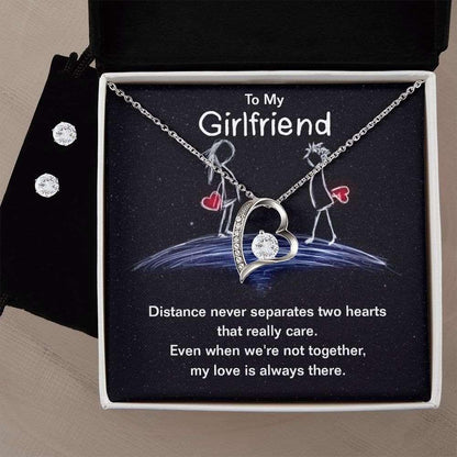 Girlfriend - Forever Love Necklace and Cubic Zirconia Earring Set