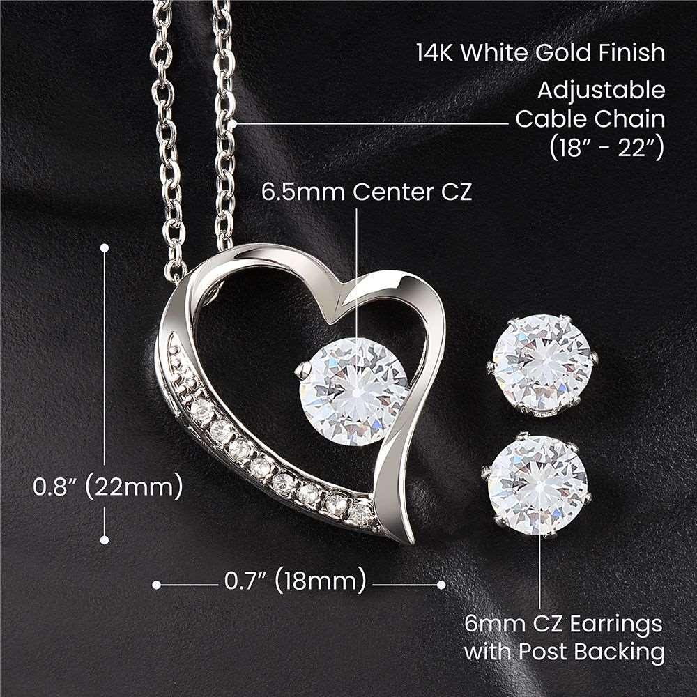 Girlfriend - Forever Love Necklace and Cubic Zirconia Earring Set