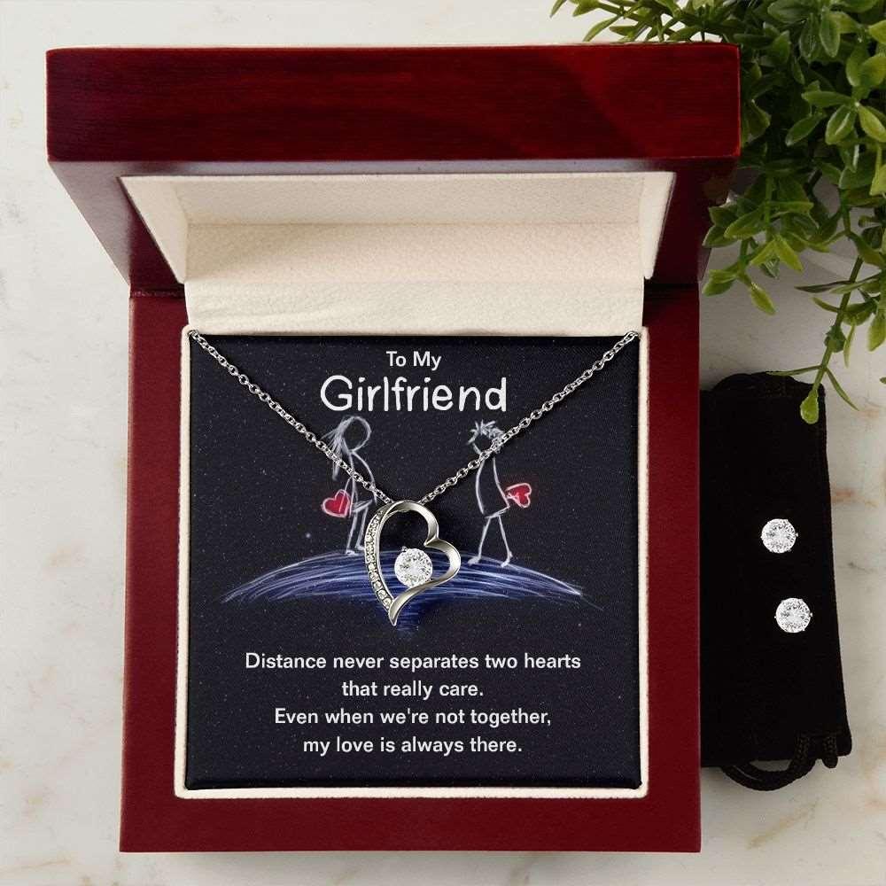 Girlfriend - Forever Love Necklace and Cubic Zirconia Earring Set