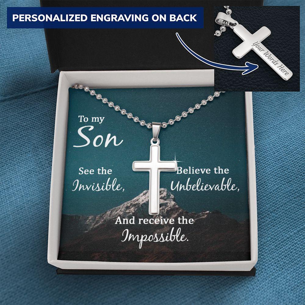 Son - Personalized Cross Necklace - Pendant Republic