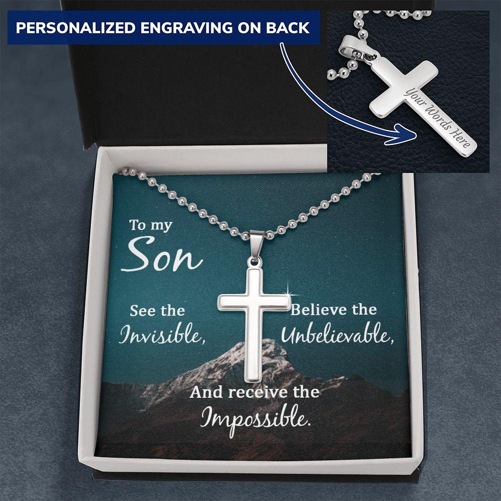 Son - Personalized Cross Necklace - Pendant Republic