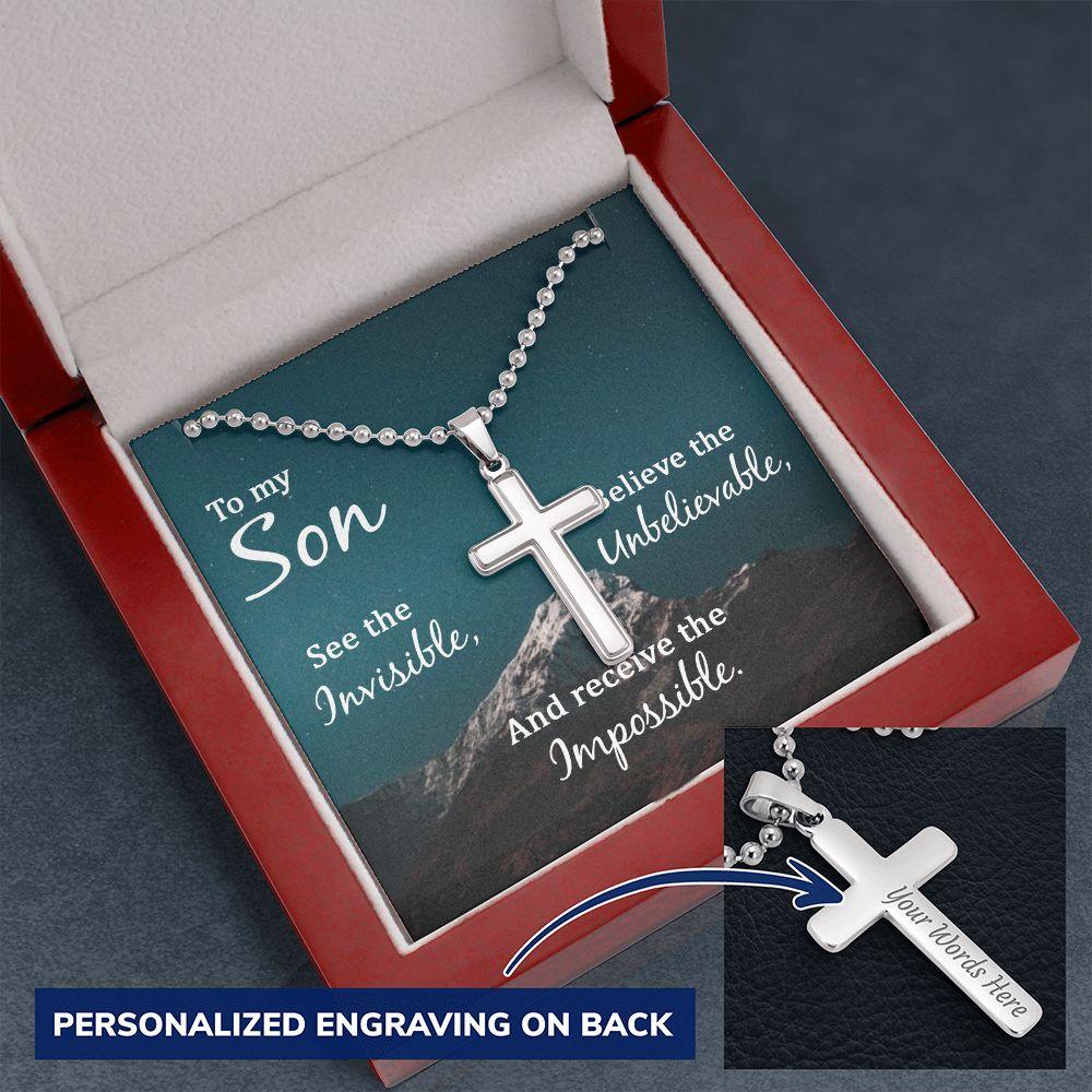 Son - Personalized Cross Necklace - Pendant Republic