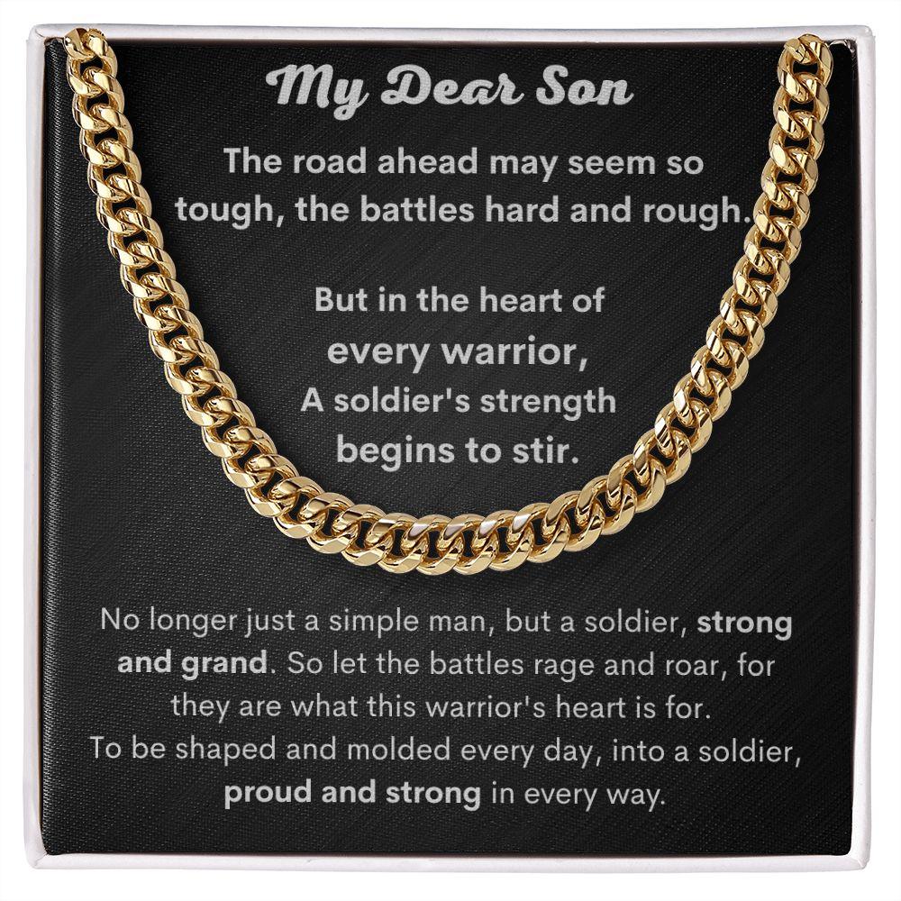 My Dear Son - Heart of Every Warrior Cuban Link Chain - Pendant Republic