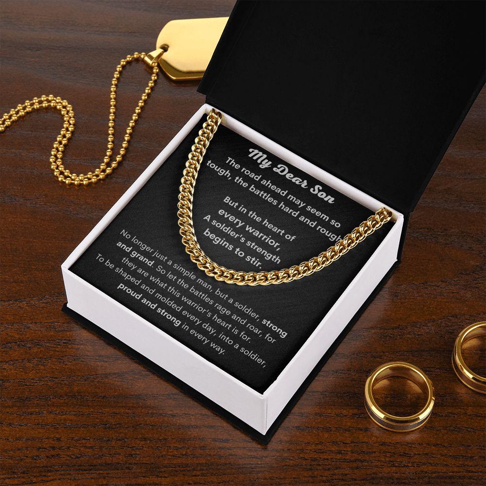 My Dear Son - Heart of Every Warrior Cuban Link Chain - Pendant Republic