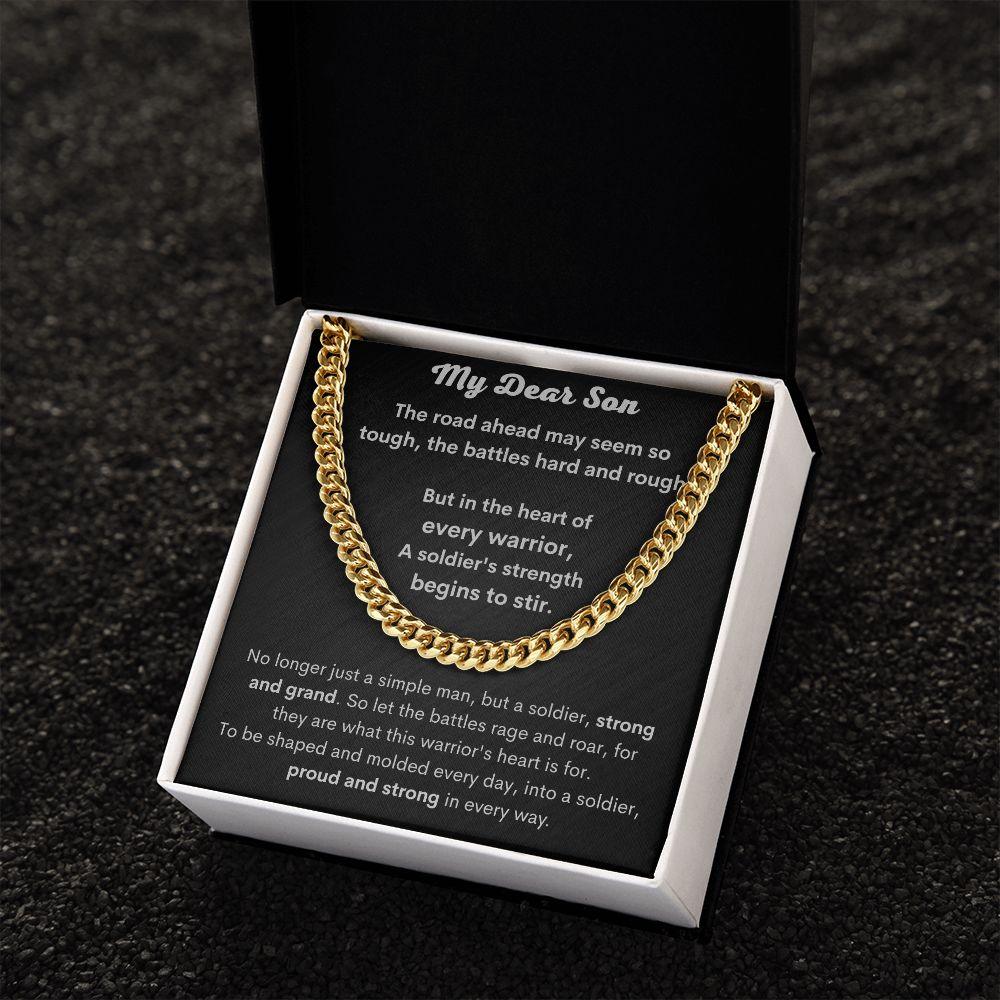 My Dear Son - Heart of Every Warrior Cuban Link Chain - Pendant Republic