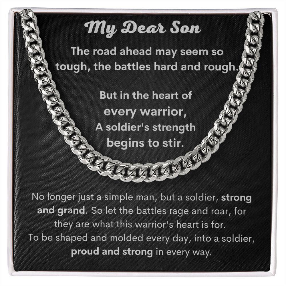 My Dear Son - Heart of Every Warrior Cuban Link Chain - Pendant Republic