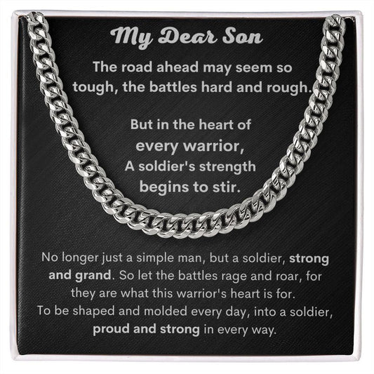 My Dear Son - Heart of Every Warrior Cuban Link Chain - Pendant Republic