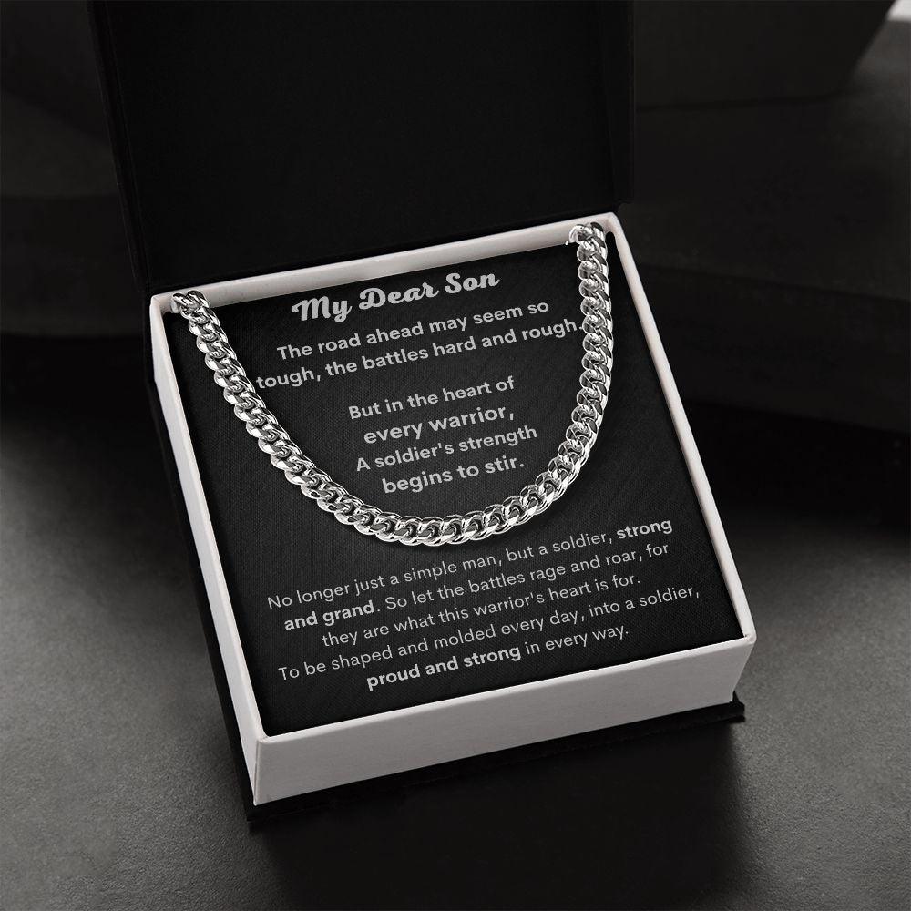 My Dear Son - Heart of Every Warrior Cuban Link Chain - Pendant Republic