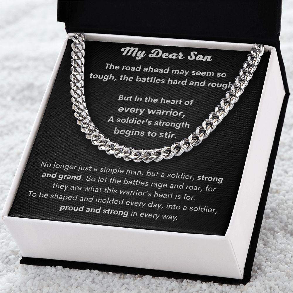 My Dear Son - Heart of Every Warrior Cuban Link Chain - Pendant Republic