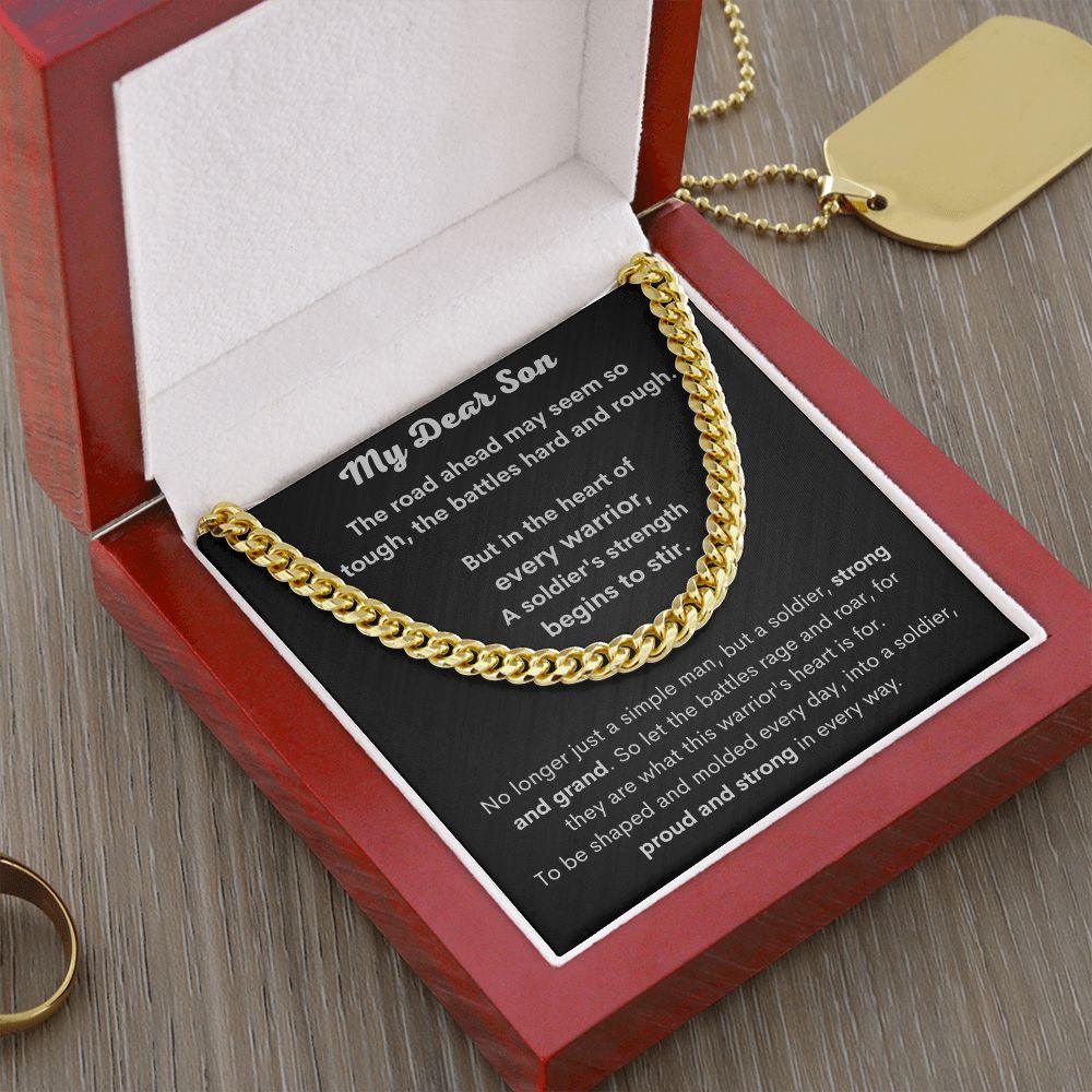 My Dear Son - Heart of Every Warrior Cuban Link Chain - Pendant Republic