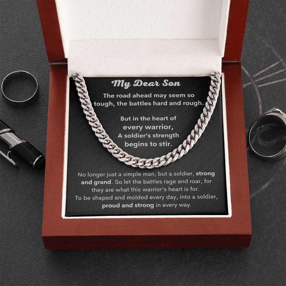 My Dear Son - Heart of Every Warrior Cuban Link Chain - Pendant Republic