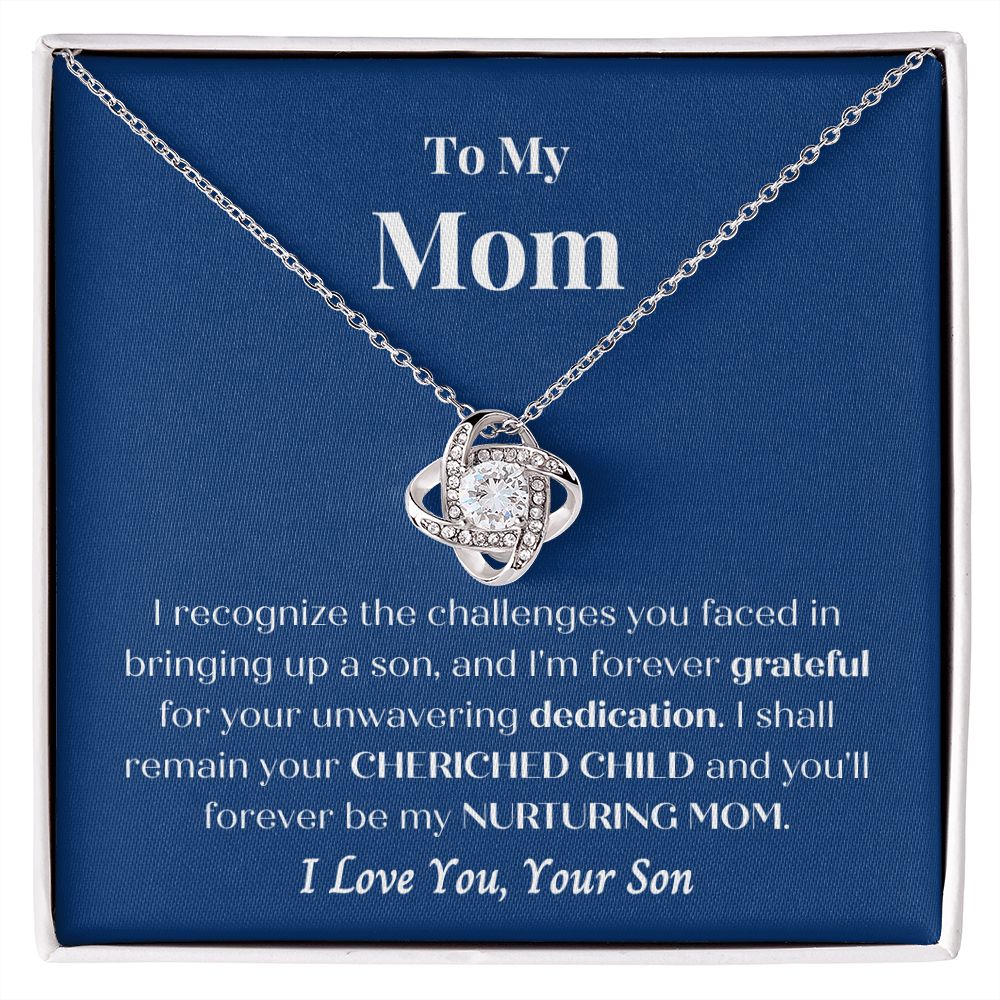 Mother - Cherished Son - Love Knot Necklace