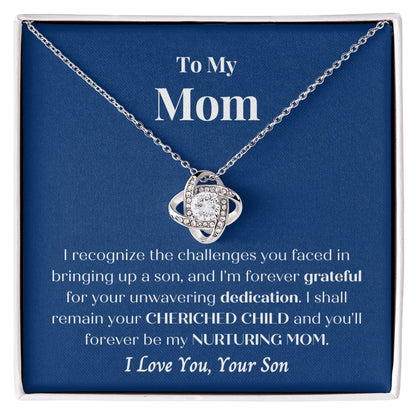 Mother - Cherished Son - Love Knot Necklace
