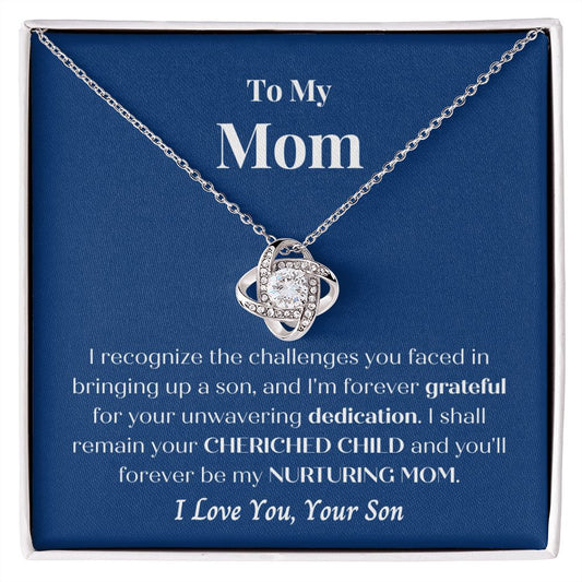 Mother - Cherished Son - Love Knot Necklace