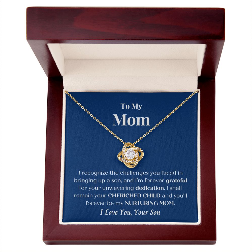 Mother - Cherished Son - Love Knot Necklace