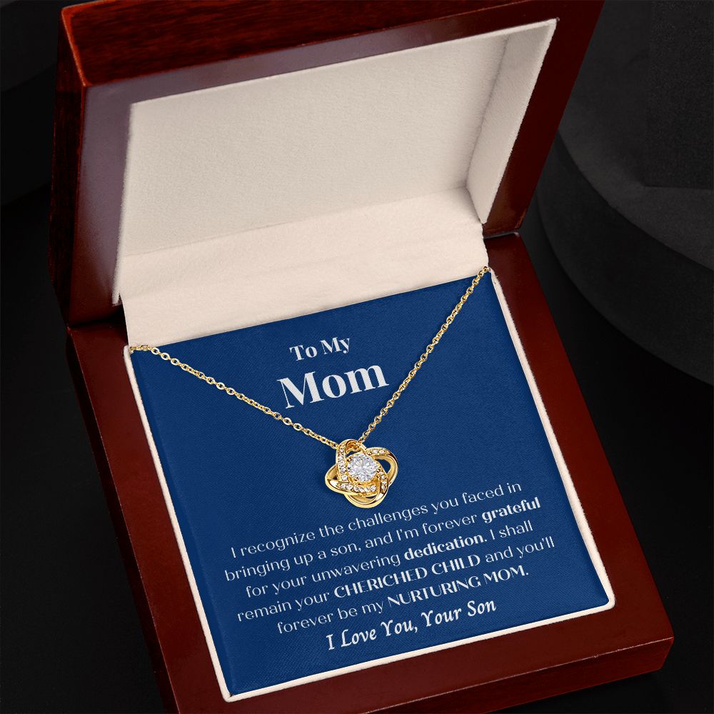 Mother - Cherished Son - Love Knot Necklace