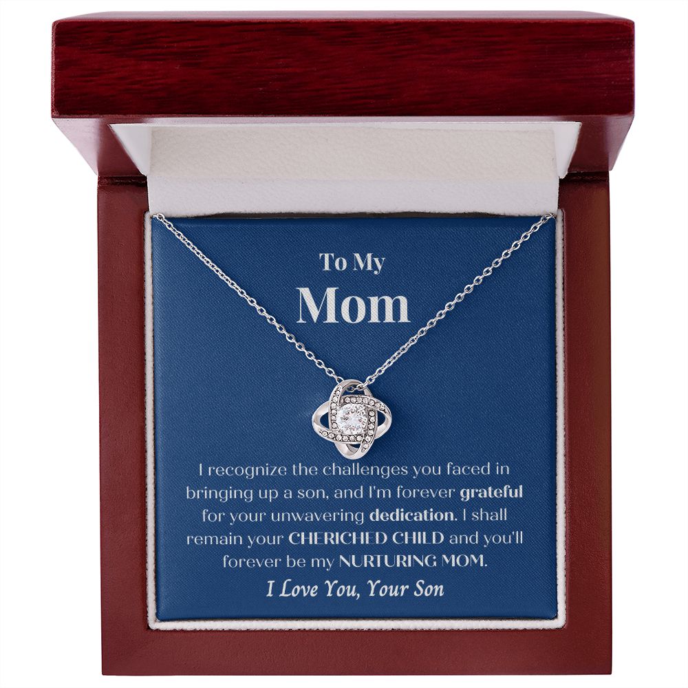Mother - Cherished Son - Love Knot Necklace