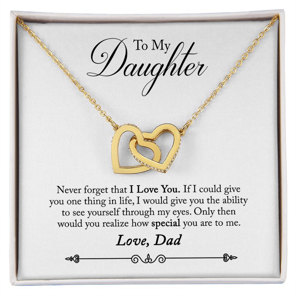 Daughter - Never Forget - Interlocking Heart Necklace