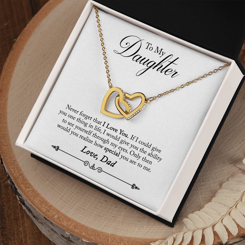Daughter - Never Forget - Interlocking Heart Necklace