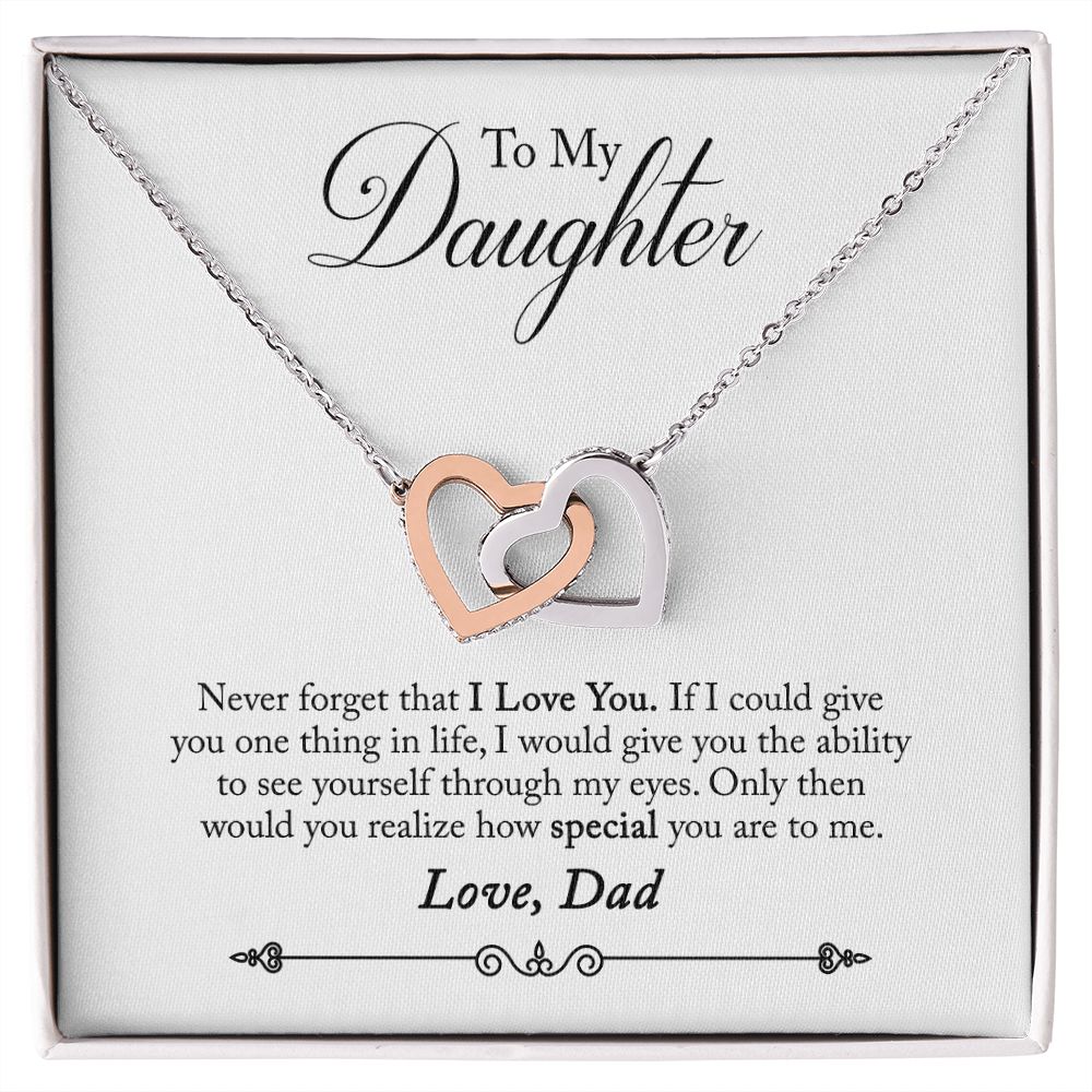 Daughter - Never Forget - Interlocking Heart Necklace